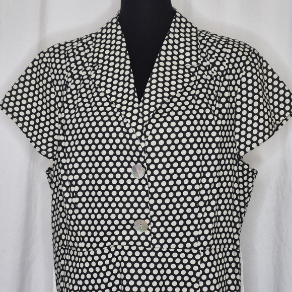 April Cornell Cotton Cap Sleeve 1/2 Button-Front w/ Collar Polka-Dot Dress - 3X - Picture 6 of 12